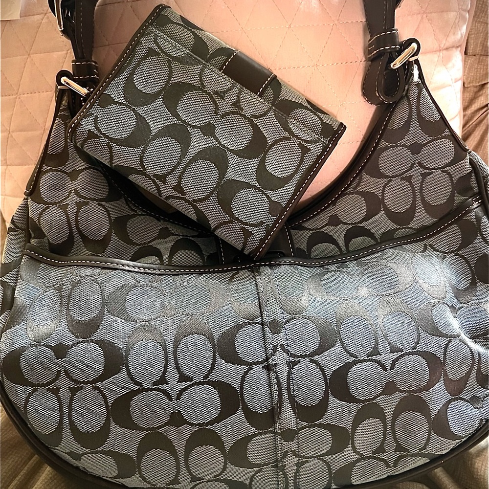 Denim Boho Coach Purse w Wallet